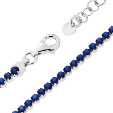 Bracciale Tennis Griffe cm 16+3 con Cubic Zirconia mm 2 Blu Zaffiro in ARGENTO 925 Galvanica Rodio