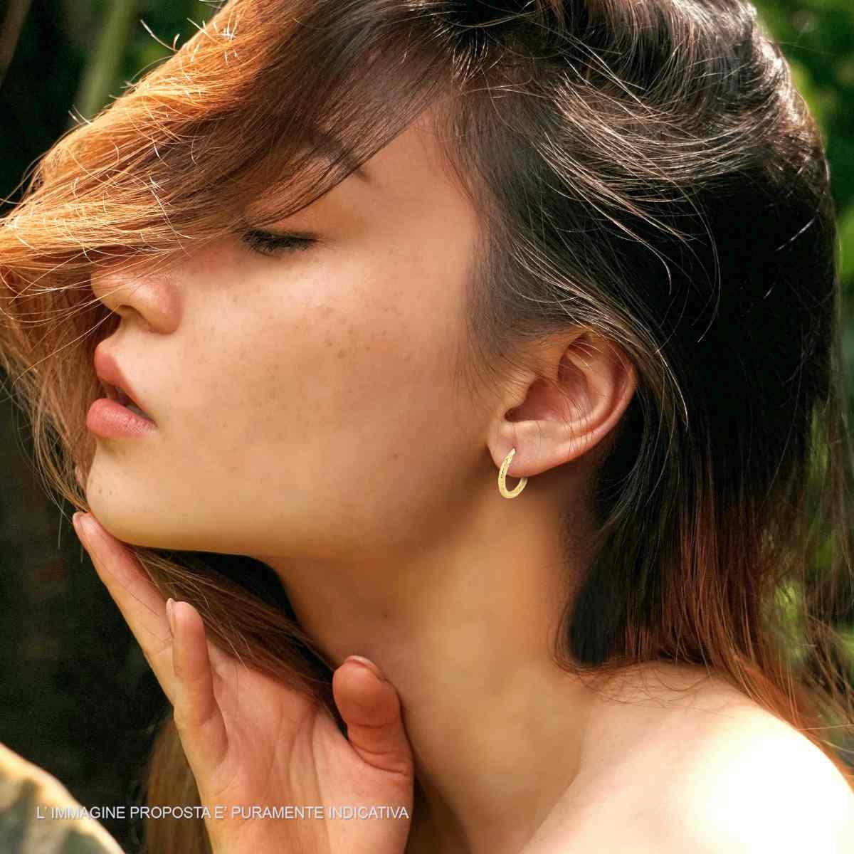 Orecchini a Cerchio mm 14 con Canna Diamantata mm 2 in ARGENTO 925 Galvanica Oro