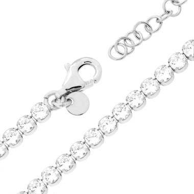 Bracciale Tennis Griffe cm 16+3 con Cubic Zirconia mm 3 Bianchi in ARGENTO 925 Galvanica Rodio