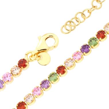 Bracciale Tennis Griffe cm 16+3 con Cubic Zirconia mm 3 Multicolor in ARGENTO 925 Galvanica Oro