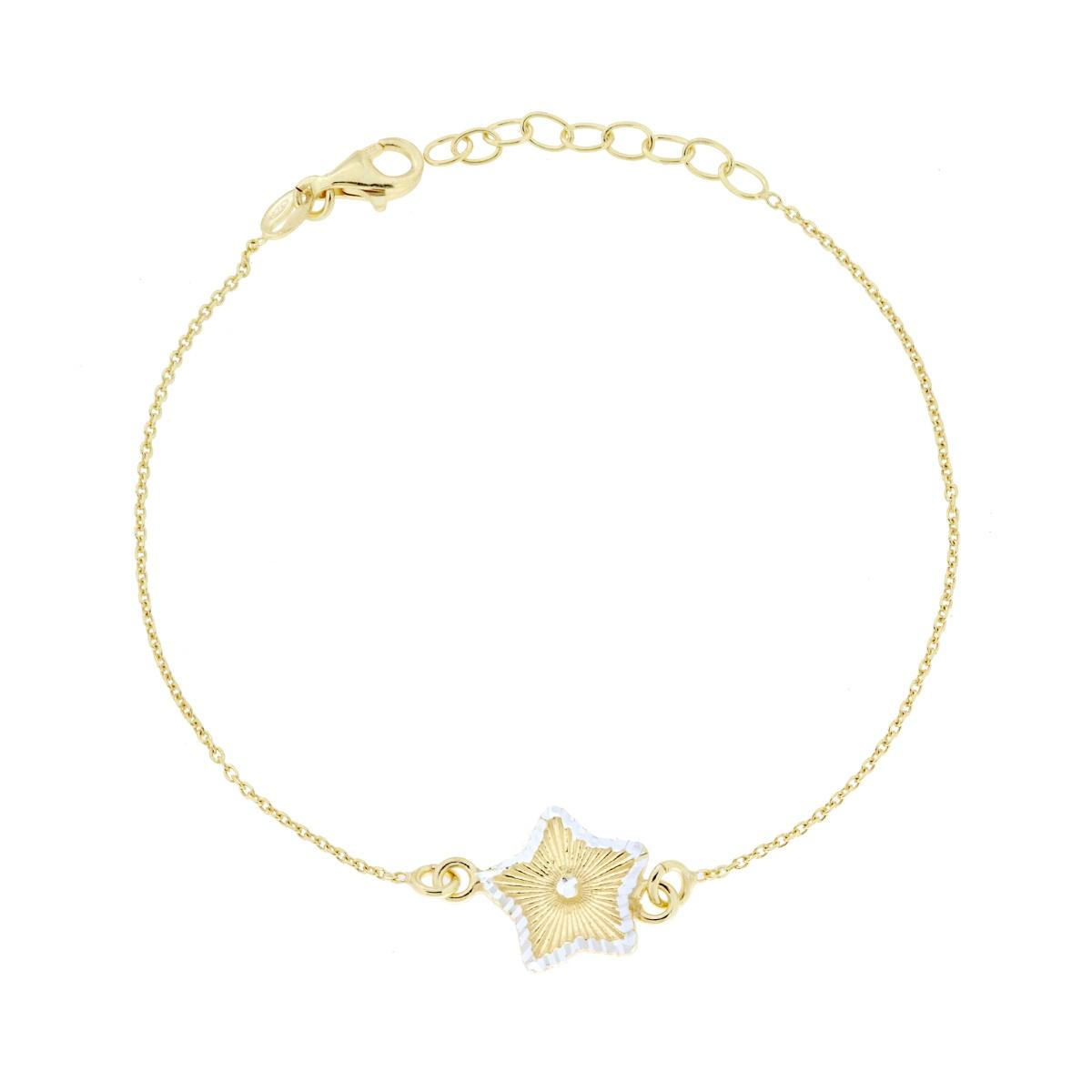 Bracciale Catena Forzatina Diamantata con Stella in ARGENTO 925 Galvanica Oro