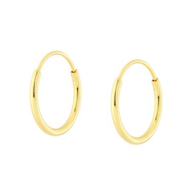 Orecchini Cerchio mm 13 in ARGENTO 925 Galvanica Oro