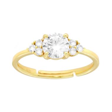 Anello Trilogy con Cubic Zirconia Bianchi in ARGENTO 925 Galvanica Oro