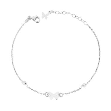 Bracciale Catena Forzatina con Farfalla e Palline Slash in ARGENTO 925 Galvanica Rodio
