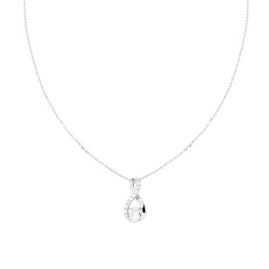 Collana Catena Forzatina Diamantata con Infinito e Cubic Zirconia Bianchi in ARGENTO 925 Galvanica Rodio