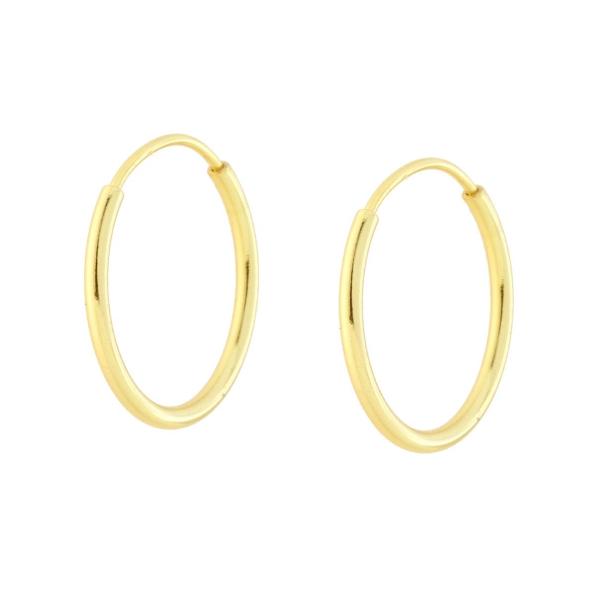 Orecchini Cerchio mm 15 in ARGENTO 925 Galvanica Oro