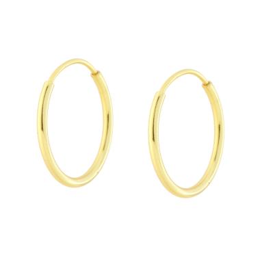 Orecchini Cerchio mm 15 in ARGENTO 925 Galvanica Oro