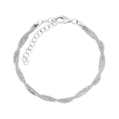 Bracciale due fili Catena Calza e Coreana intrecciate ARGENTO 925 Galvanica Rodio
