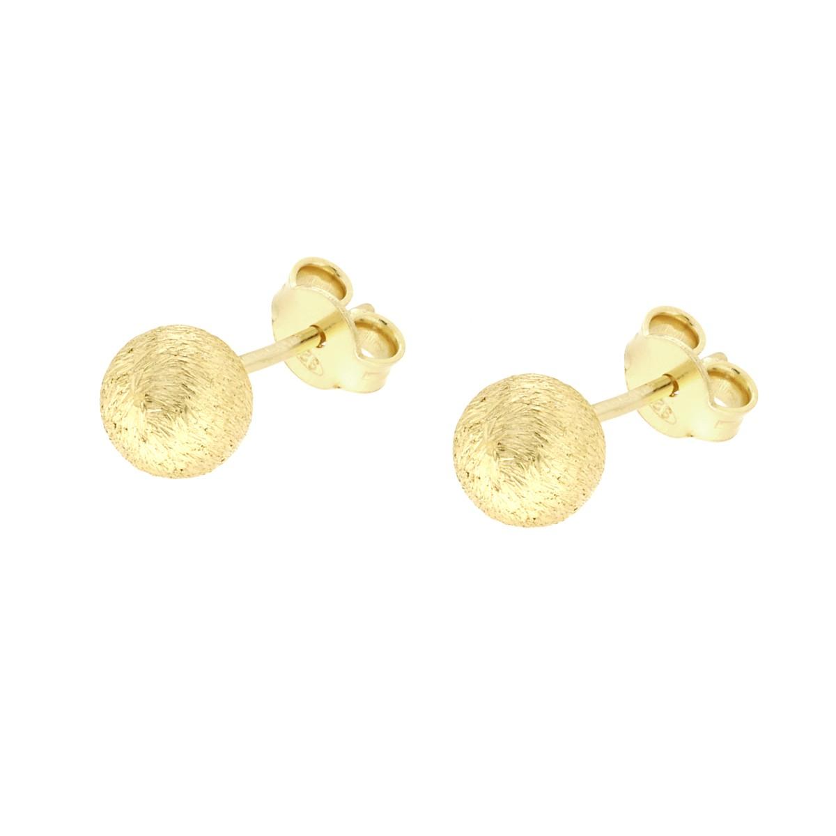 Orecchini Pallina Spazzolata mm 6 in ARGENTO 925 Galvanica Oro