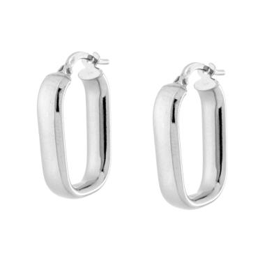 Orecchini Cerchio Rettangolare in ARGENTO 925 Galvanica Rodio