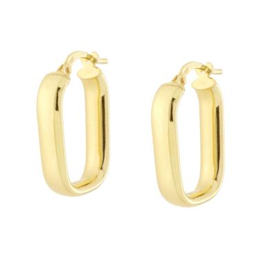 Orecchini Cerchio Rettangolare in ARGENTO 925 Galvanica Oro