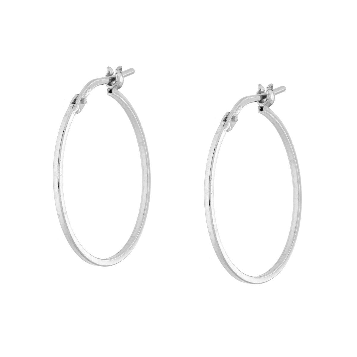 Orecchini Cerchio Canna Quadrata mm 22 in ARGENTO 925 Galvanica Rodio