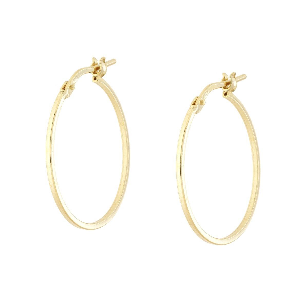 Orecchini Cerchio Canna Quadrata mm 22 in ARGENTO 925 Galvanica Oro