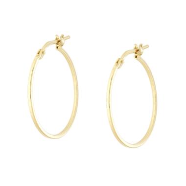 Orecchini Cerchio Canna Quadrata mm 22 in ARGENTO 925 Galvanica Oro