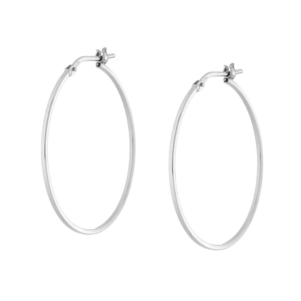 Orecchini Cerchio Canna Quadrata mm 31 in ARGENTO 925 Galvanica Rodio