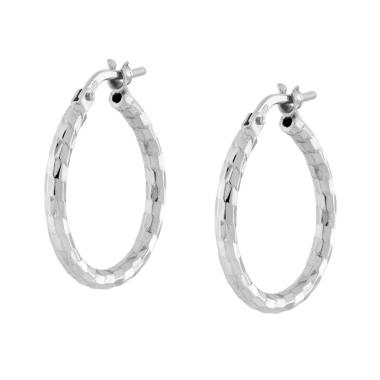 Orecchini Cerchio Diamantati in ARGENTO 925 Galvanica Rodio