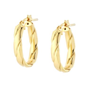 Orecchini Cerchio Ovale Torchon in ARGENTO 925 Galvanica Oro