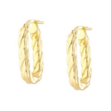 Orecchini Cerchio Ovale Torchon in ARGENTO 925 Galvanica Oro