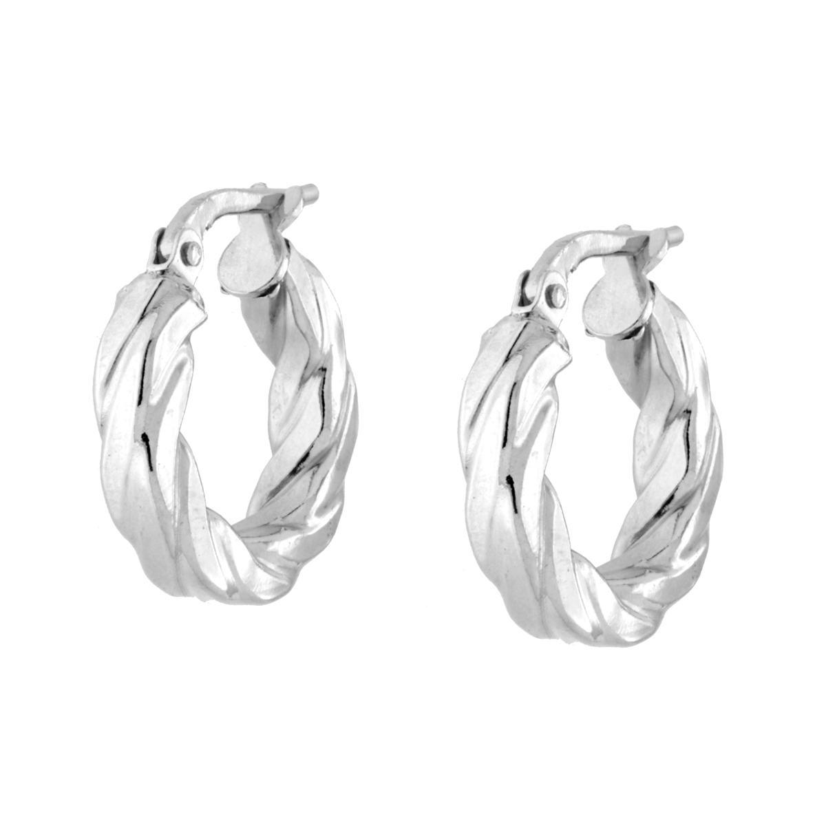 Orecchini Cerchio Torchon in ARGENTO 925 Galvanica Rodio