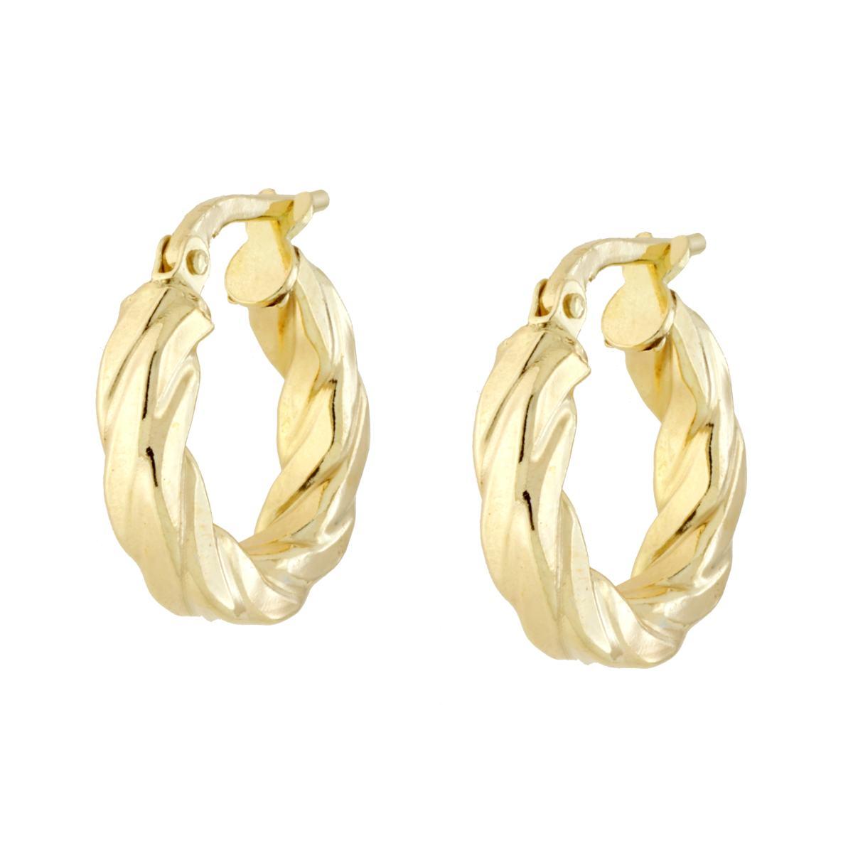 Orecchini Cerchio Torchon in ARGENTO 925 Galvanica Oro