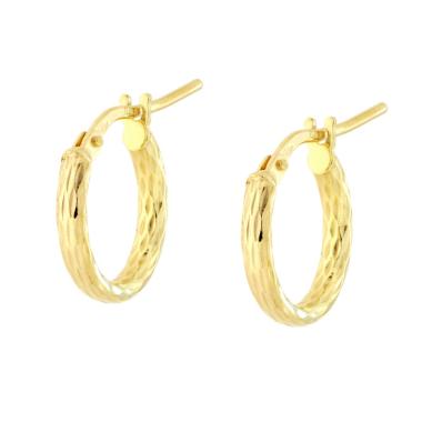 Orecchini Cerchio Diamantato mm 13 in ARGENTO 925 Galvanica Oro