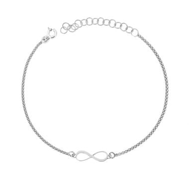 Bracciale Catena Coreana con Infinito in ARGENTO 925 Galvanica Rodio