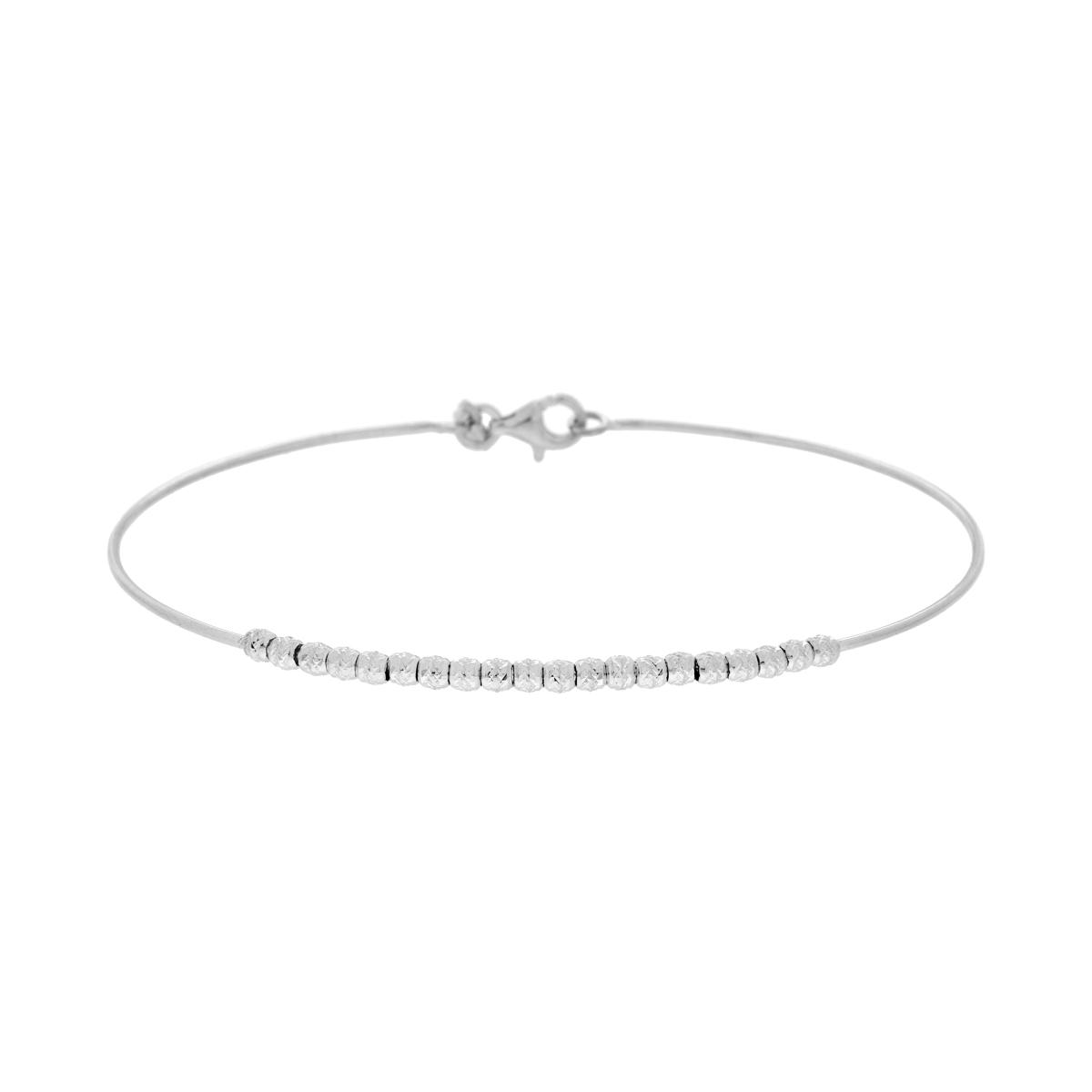 Bracciale filo Rigido con Palline Diamantate in ARGENTO 925 Galvanica Rodio