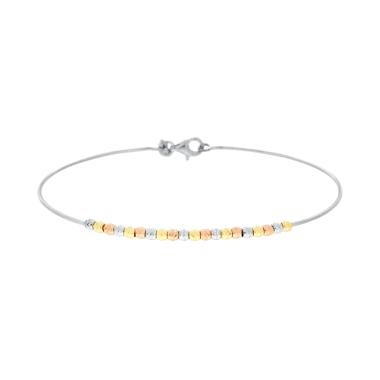 Bracciale filo Rigido con Palline Diamantate in ARGENTO 925 Galvanica Rodio Oro e Rosa