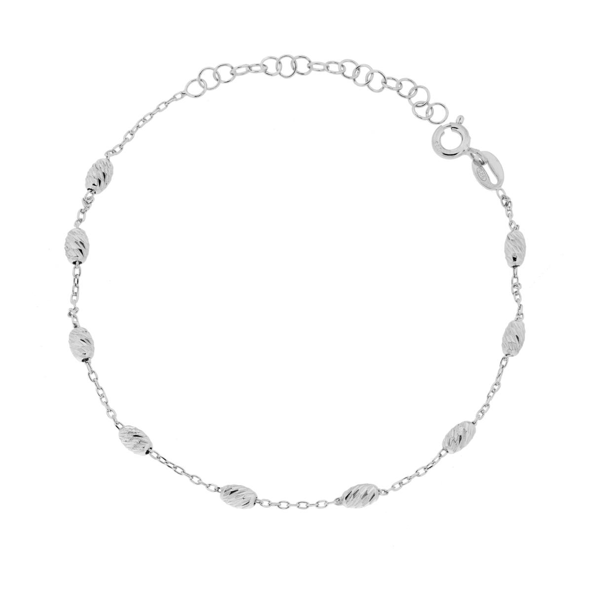 Bracciale Catena Forzatina e Ovali Slash in ARGENTO 925 Galvanica Rodio