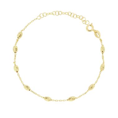 Bracciale Catena Forzatina con Ovali Diamantati in ARGENTO 925 Galvanica Oro