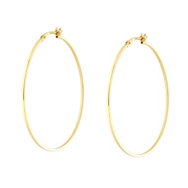 Orecchini Cerchio Canna Quadrata mm 41 in ARGENTO 925 Galvanica Oro