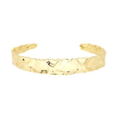 Bracciale Rigido Fascia Martellata in ARGENTO 925 Galvanica Oro
