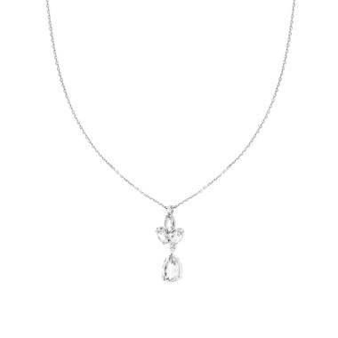 Collana Catena Forzatina Diamantata con Punto Luce pendente Marquise e Goccia Cubic Zirconia Bianco in ARGENTO 925 Galvanica Rodio