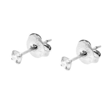 Orecchini Punto Luce Crystal Bianco mm 3 in ACCIAIO