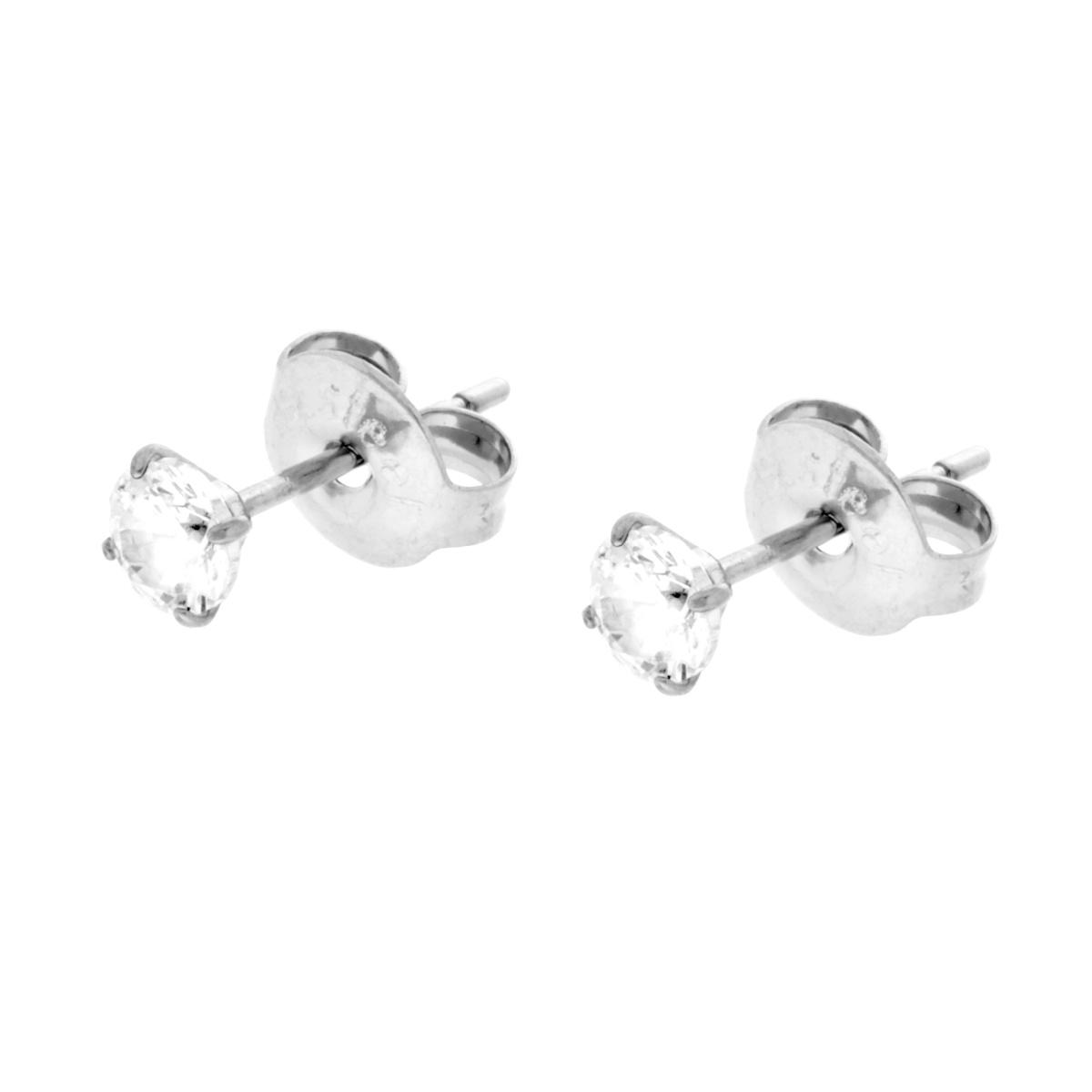Orecchini Punto Luce Crystal Bianco mm 4 in ACCIAIO