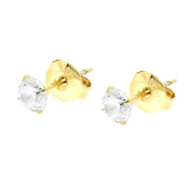 Orecchini Punto Luce Crystal Bianco mm 5 in ACCIAIO colore Oro