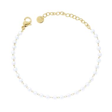 Bracciale Catena di Perle mm 3 in ACCIAIO colore Oro