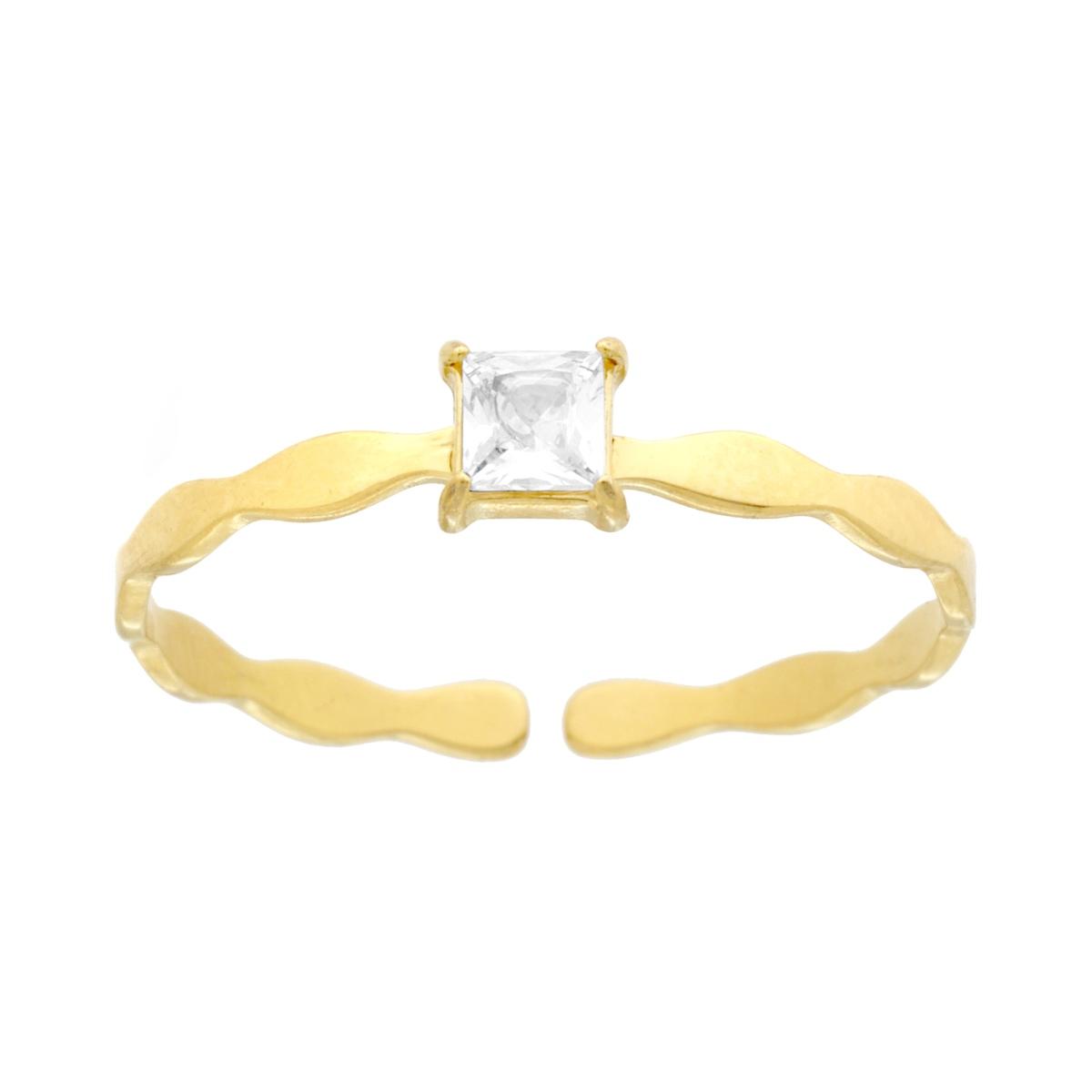 Anello Solitario con Crystal Bianco Princess in ACCIAIO colore Oro