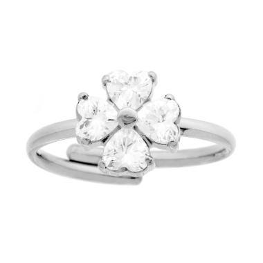 Anello Quadrifoglio con Crystal Bianchi in ACCIAIO