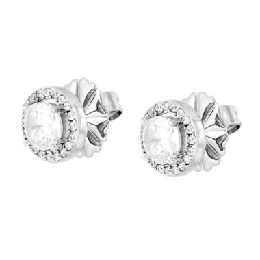 Orecchini Punto Luce con Crystal Bianchi in ACCIAIO