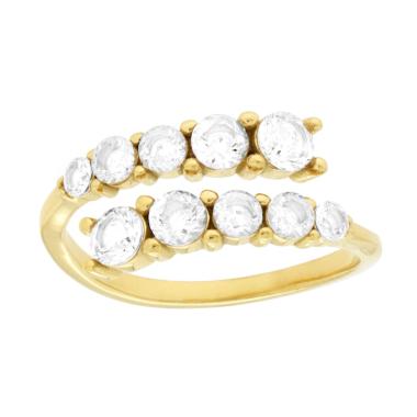 Anello Contrarie Veretta con Crystal Bianchi in ACCIAIO colore Oro