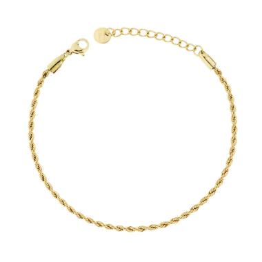 Bracciale Catena Corda mm 2 in ACCIAIO colore Oro