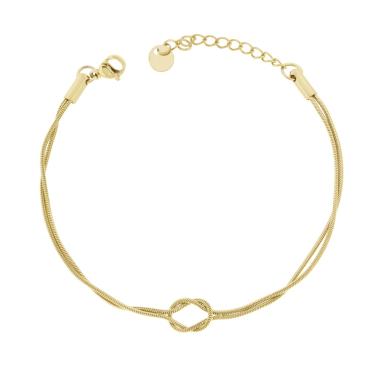 Bracciale due fili Catena Coda di Topo con Nodo in ACCIAIO colore Oro