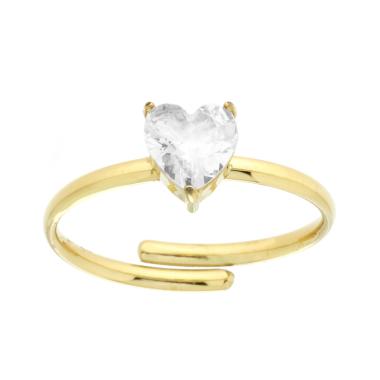 Anello Solitario Cuore Crystal Bianco in ACCIAIO colore Oro