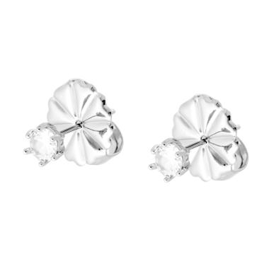 Orecchini Punto Luce Crystal Bianco mm 4 in ACCIAIO