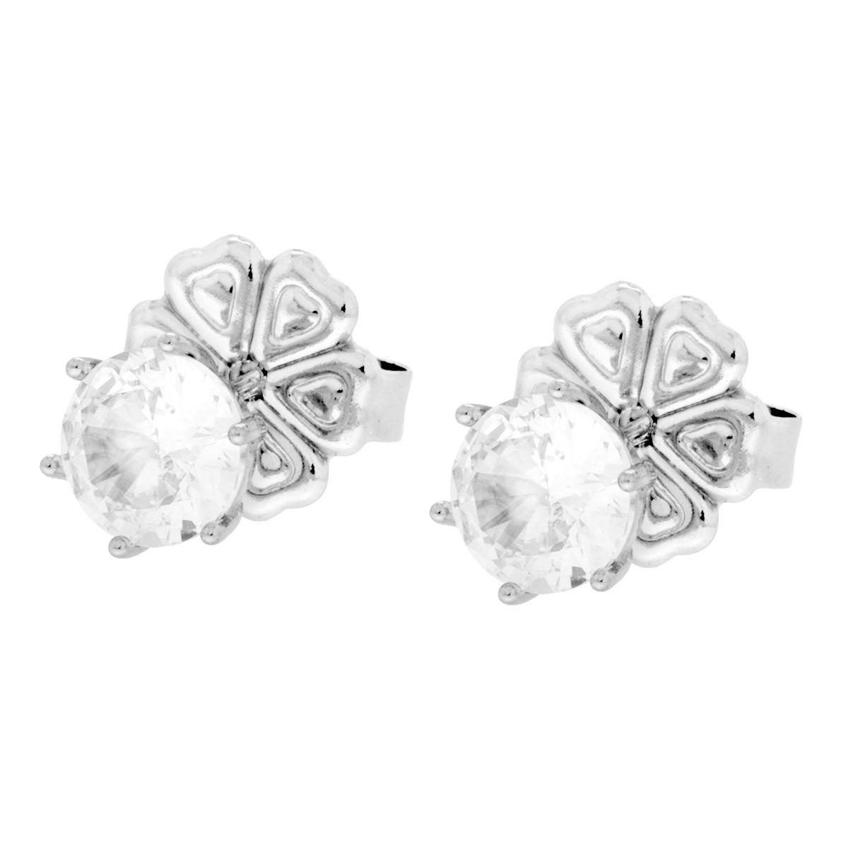 Orecchini Punto Luce Crystal Bianco mm 7 in ACCIAIO