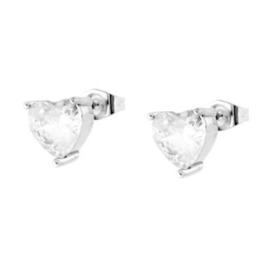 Orecchini Cuore Punto Luce Crystal Bianco in ACCIAIO