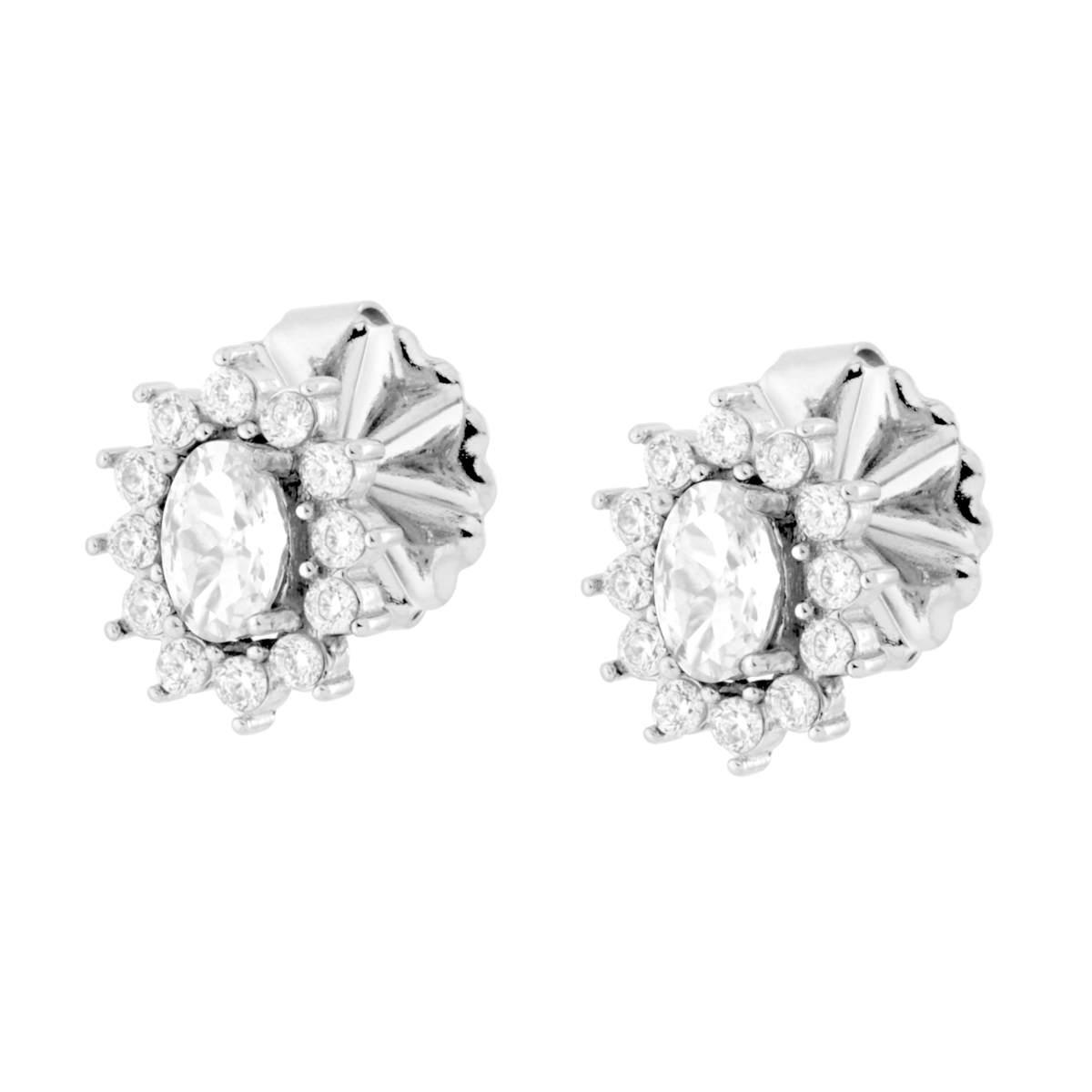 Orecchini con Crystal Ovale Bianco contornato da Crystal Bianchi in ACCIAIO