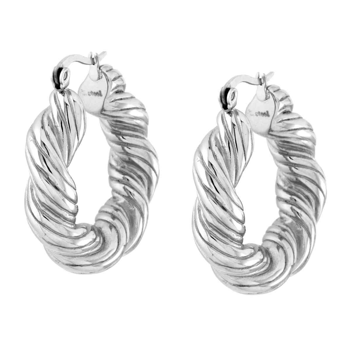 Orecchini Cerchio Creola Torchon in ACCIAIO