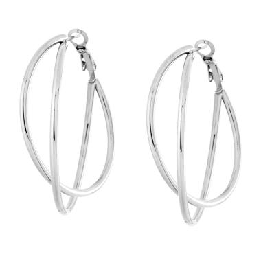 Orecchini Cerchio doppia Canna Torchon in ACCIAIO
